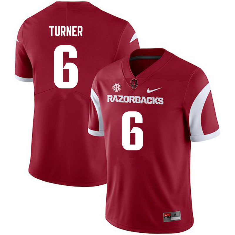 Men #6 Jacorrei Turner Arkansas Razorbacks College Football Jerseys Sale-Cardinal